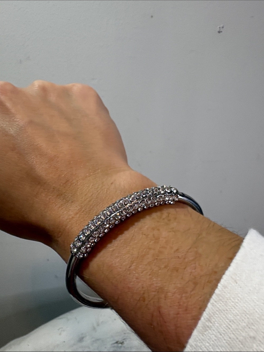 Silver Slip On Cuff Rhinestone Bedazzled Formal Dance Homecoming Bracelet Jewels